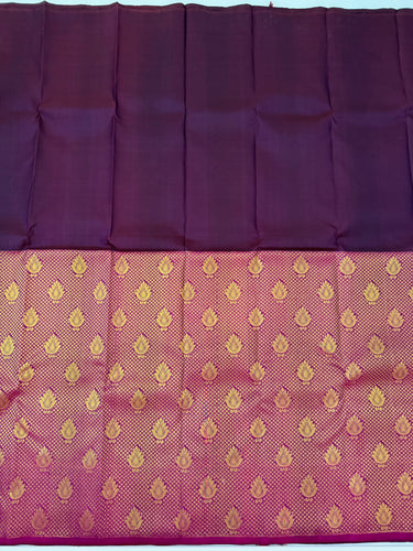 Kanchipuram korvai silk saree | Half & Half | Purple | Handwoven | Ships from California